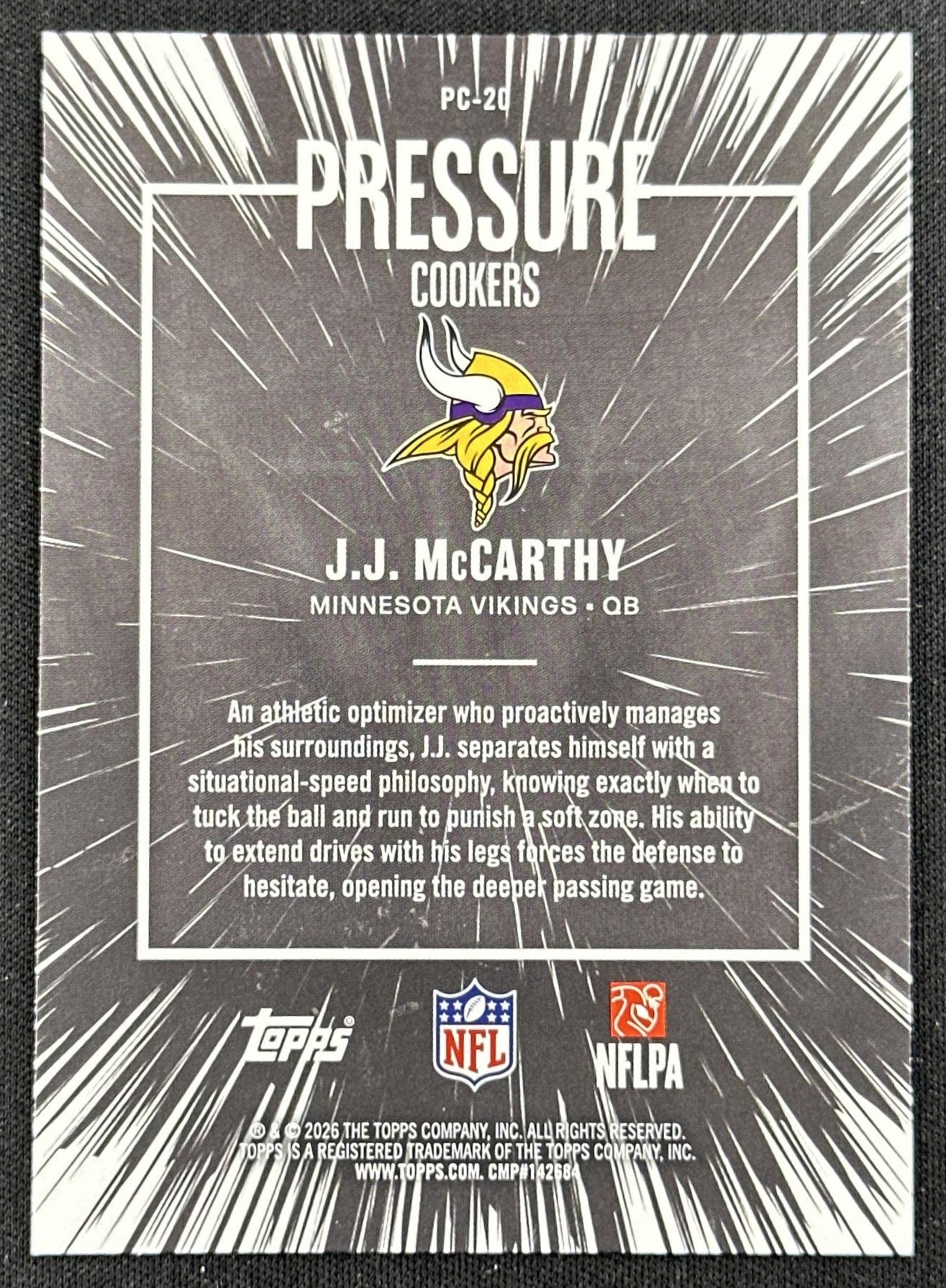 J.J. McCarthy 2026 Topps Flagship Pressure Cookers Vikings