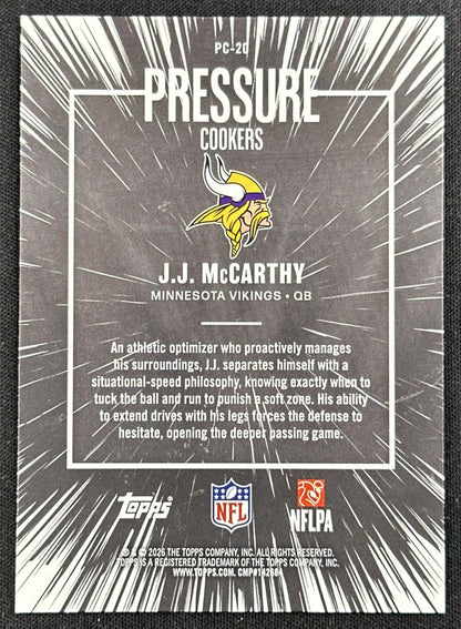 J.J. McCarthy 2026 Topps Flagship Pressure Cookers Vikings