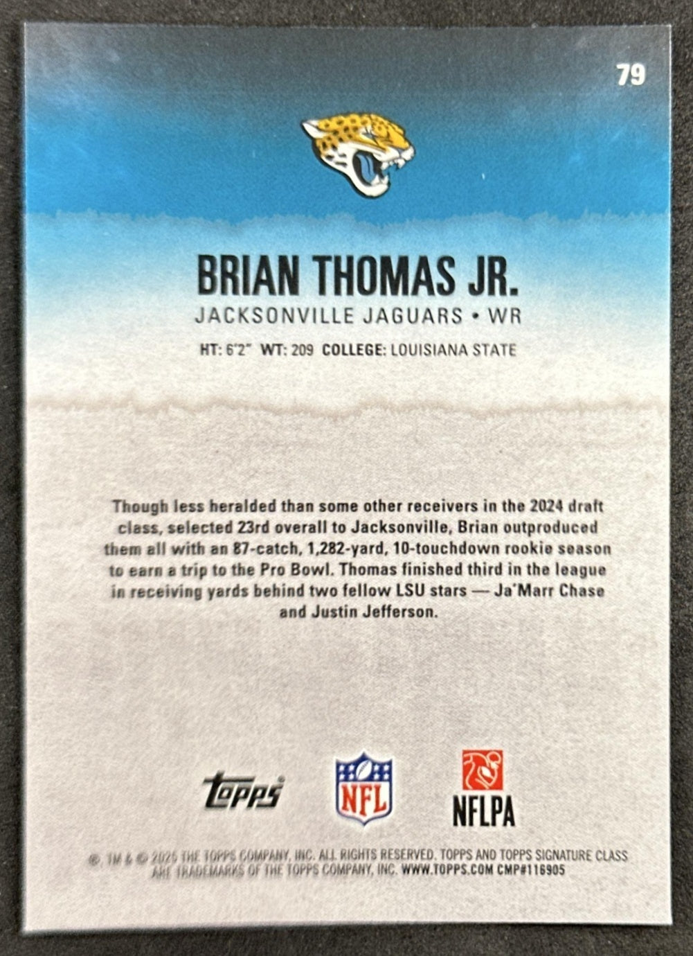 Brian Thomas Jr. 2025 Topps Signature Class Chrome Veteran Jaguars
