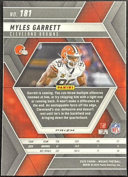 Myles Garrett 2025 Panini Mosaic Camo Pink Prizm Browns Cleveland Browns
