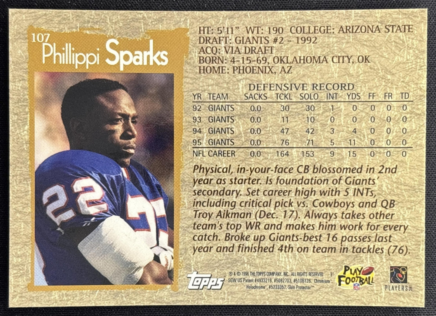 Phillippi Sparks 1996 Topps Chrome Giants Sports Trading Cards