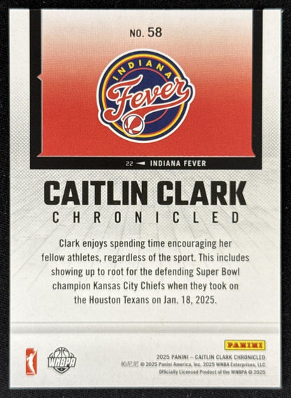 Caitlin Clark 2025 Panini Chronicled Life Style Fever 58 Sports Trading Card
