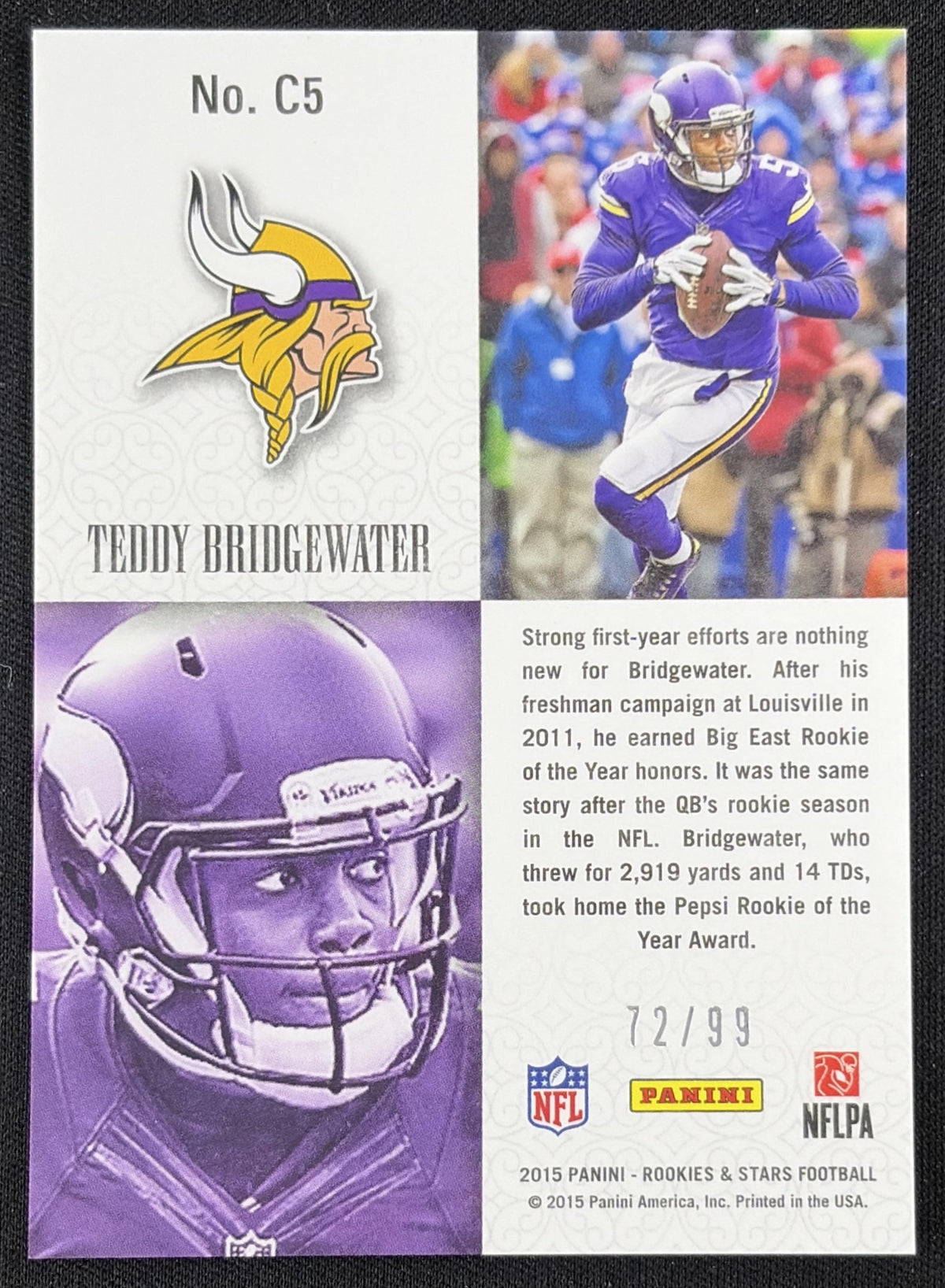 Teddy Bridgewater 2015 Panini Rookies & Stars Crusade Red /99 Vikings