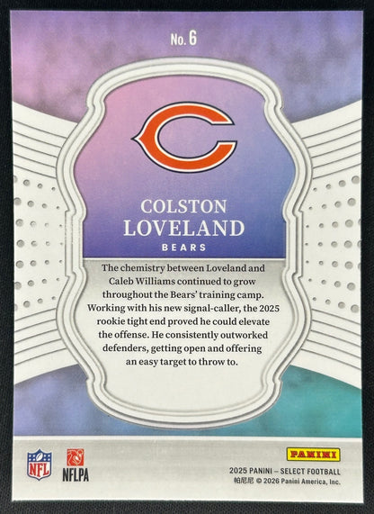 Colston Loveland 2025 Select Certified Rookies Bears Sports Trading Cards