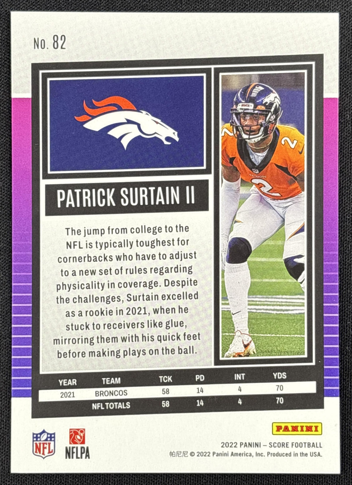 Patrick Surtain II 2022 Panini Score Dots Red /499 Broncos