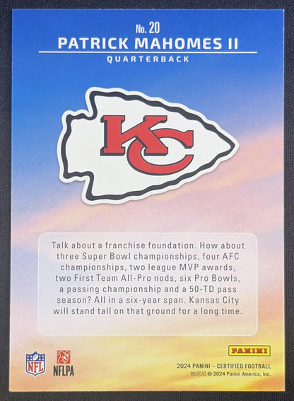 Patrick Mahomes II 2024 Panini Certified Franchise Foundations Chiefs