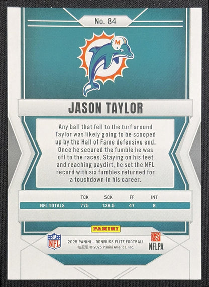 Jason Taylor 2025 Panini Donruss Elite Purple /49 Dolphins Miami Dolphins back