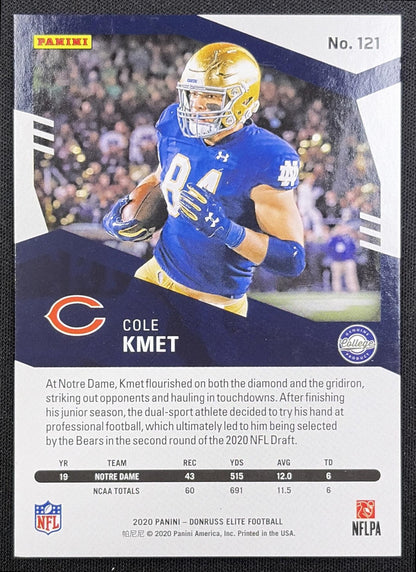Cole Kmet 2020 Panini Donruss Elite Red /399 Bears back