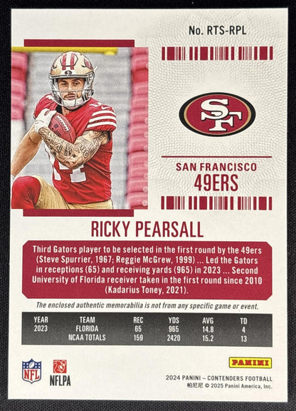 Ricky Pearsall 2024 Panini Contenders Rookie Ticket Swatches 49ers