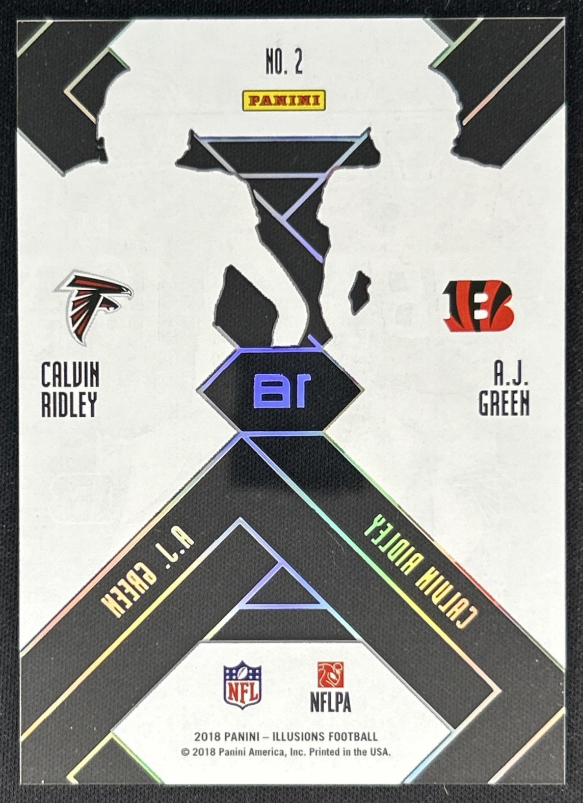 A.J. Green Calvin Ridley 2018 Panini Illusions Matching Numbers Gold /299 back