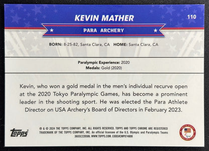 Kevin Mather 2024 Topps Chrome US Olympics Gold Refractor /50 USA Sports Trading Cards