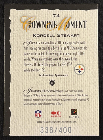 Kordell Stewart 2002 Donruss Gridiron Kings Silver /400 Steelers