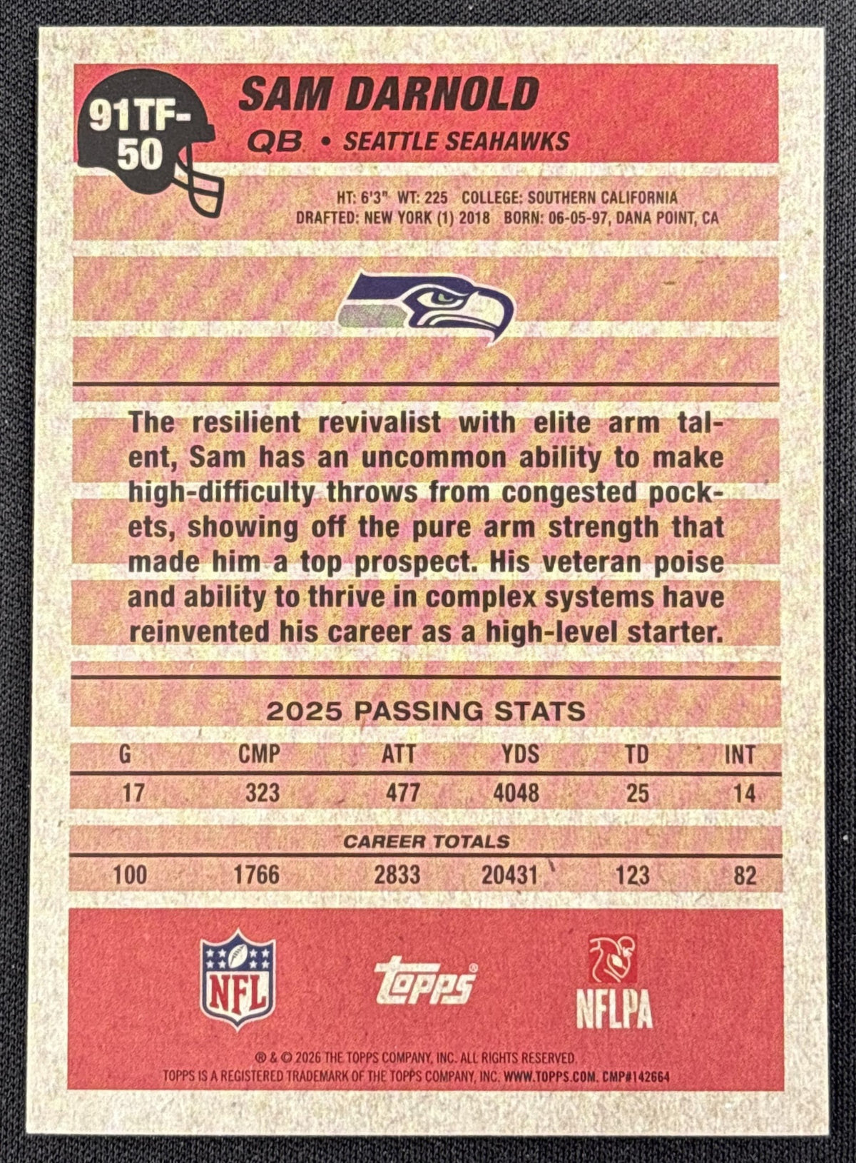Sam Darnold 2026 Topps 1991 Crackle Foil Seahawks