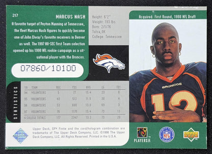 Marcus Nash 1998 SPx Finite /10100 Broncos