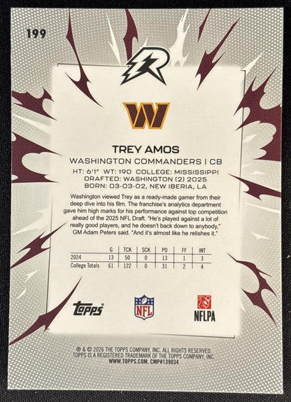 Trey Amos 2025 Topps Resurgence Commanders Sports Trading Cards