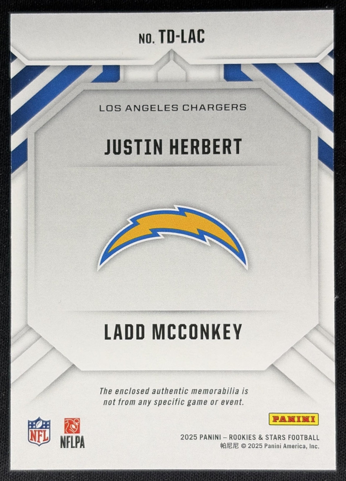 Justin Herbert Ladd McConkey 2025 Panini Rookies & Stars Team Duals Chargers Sports Trading Cards