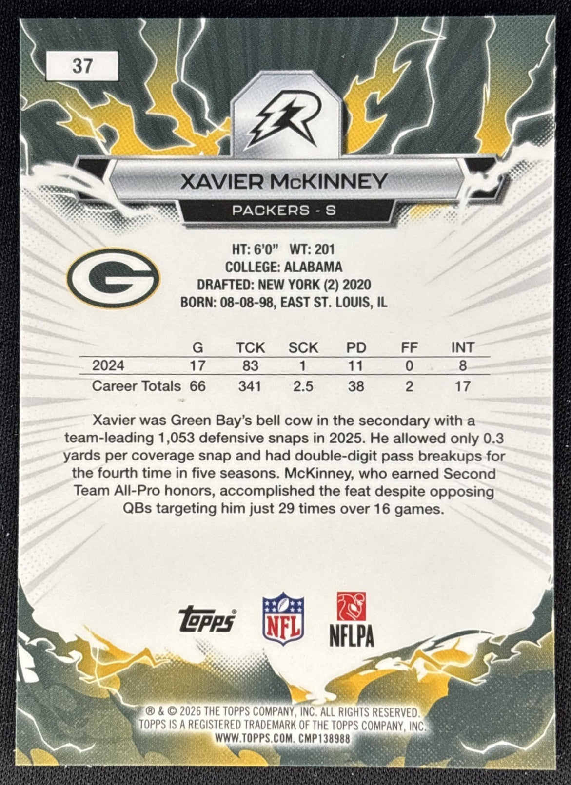 Xavier McKinney 2025 Topps Resurgence Packers Green Bay Packers back
