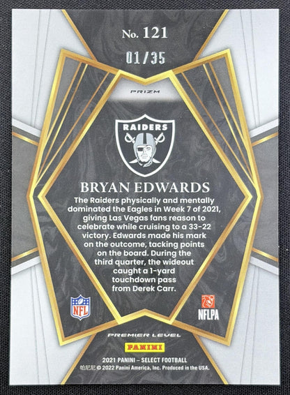 Bryan Edwards 2021 Panini Select White Prizm /35 Raiders Las Vegas Raiders