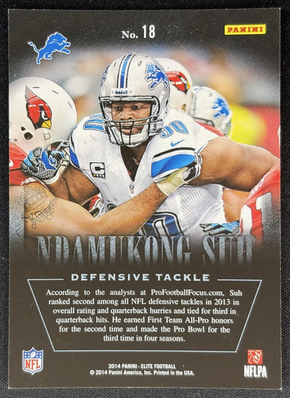 Ndamukong Suh 2014 Panini Elite Legends of the Fall Silver Lions - Back