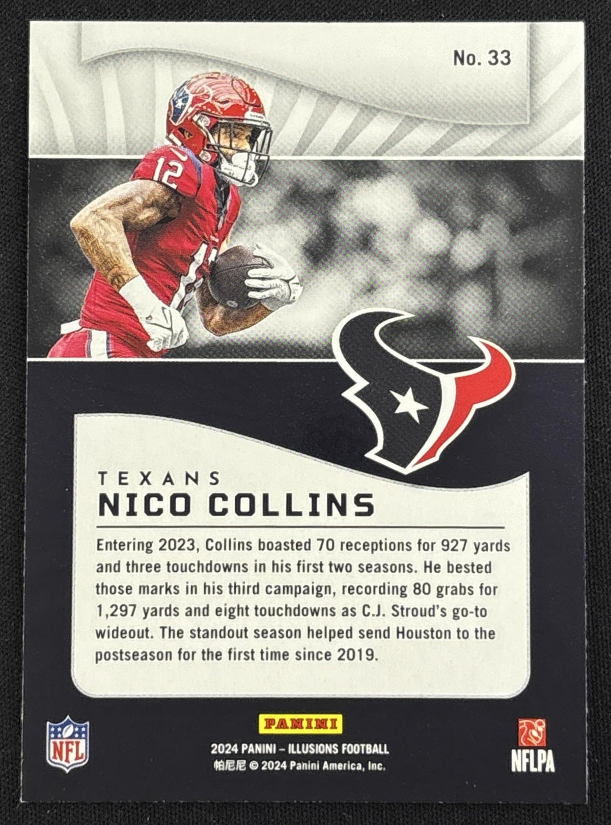 Nico Collins 2024 Panini Illusions Dots Trophy Collection Texans Sports Trading Card