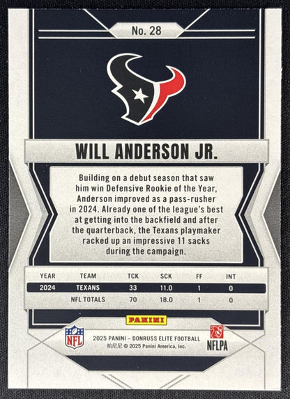 Will Anderson Jr. 2025 Panini Donruss Elite Pink Texans back