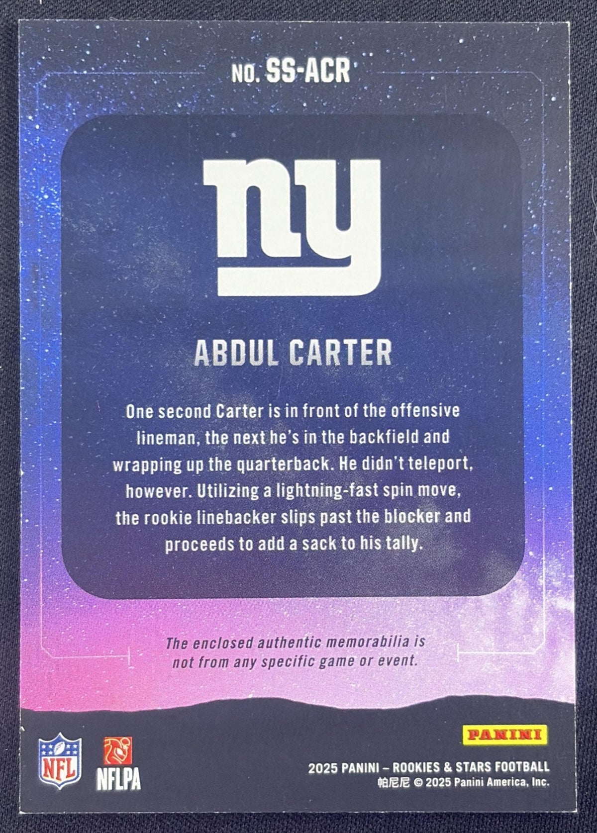Abdul Carter 2025 Panini Rookies & Stars Star Search Giants