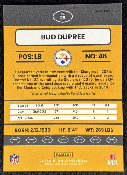 Bud Dupree 2025 Panini Donruss Optic 2015 Retro Auto Steelers