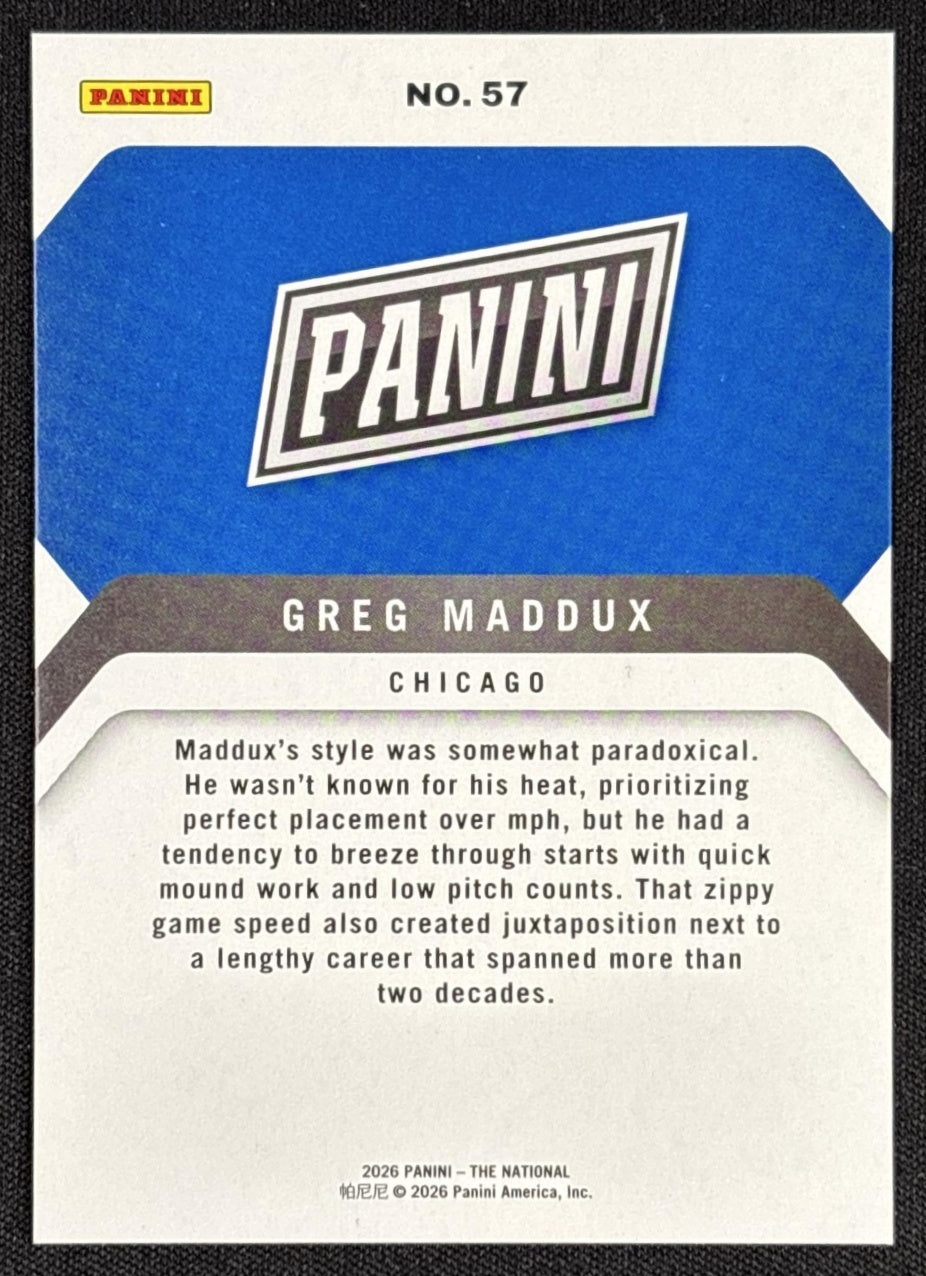 Greg Maddux 2026 Panini NSCC Silver Pack Foil back