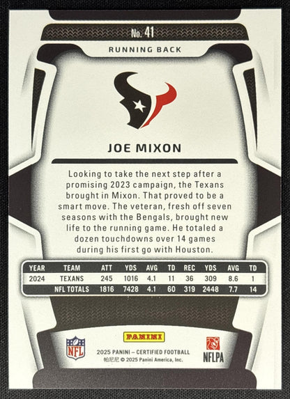 Joe Mixon 2023 Panini Certified Teal Mirror /50 Bengals Sports Trading Cards