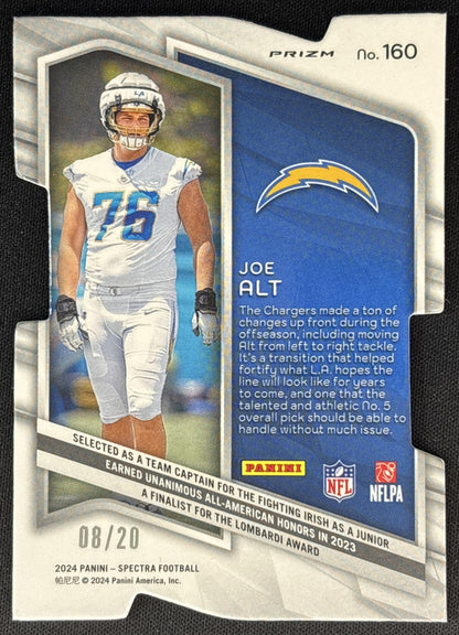 Joe Alt 2024 Panini Spectra Rookies Neon Pink Die-Cut /20 Chargers back