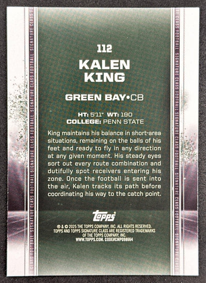 Kalen King 2024 Topps Signature Class Teal /225 Packers