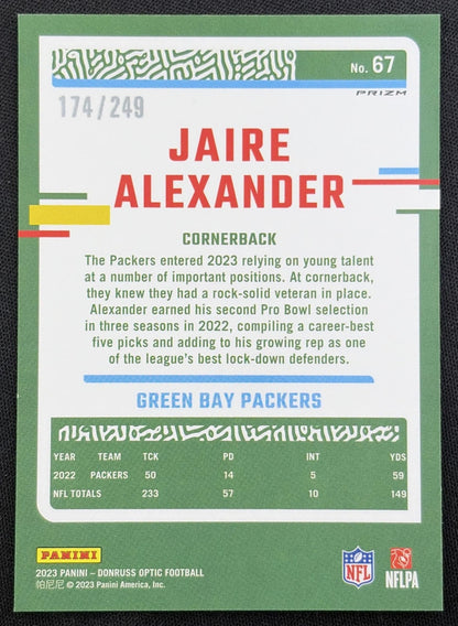Jaire Alexander 2023 Panini Donruss Optic Orange Prizm /249 Packers