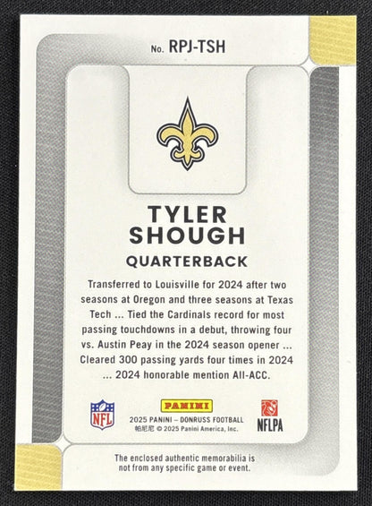 Tyler Shough 2025 Panini Donruss Rookie Phenom Jerseys Saints 2 Sports Trading Card
