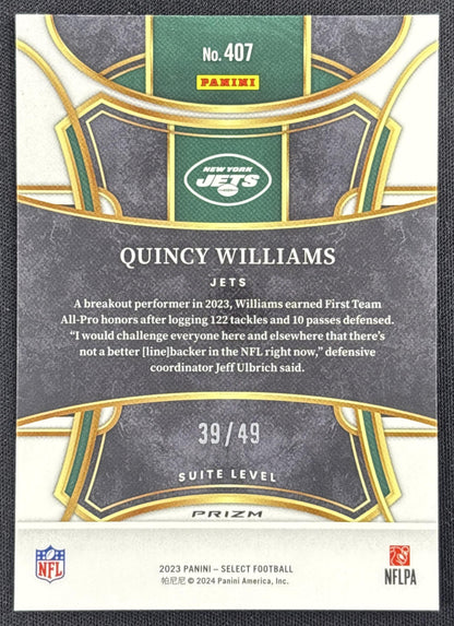 Quincy Williams 2023 Panini Select Disco Red Prizms /49 Jets