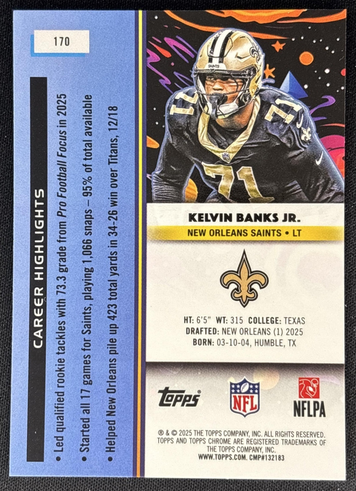 Kelvin Banks Jr. 2025 Topps Cosmic Chrome Saints
