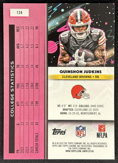 Quinshon Judkins 2025 Topps Cosmic Chrome Browns