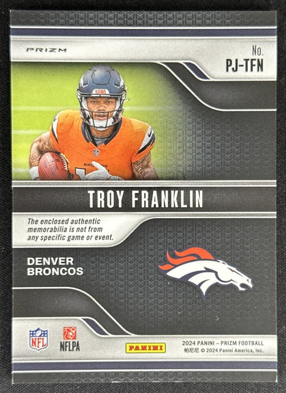 Troy Franklin 2024 Panini Prizm Premier Jerseys Neon Green Pulsar Broncos