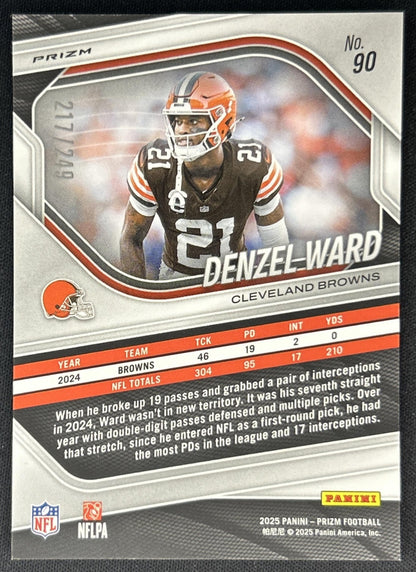 Denzel Ward 2025 Panini Prizm Orange /249 Browns back