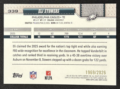 Eli Stowers 2026 Topps Gold /2026 Eagles