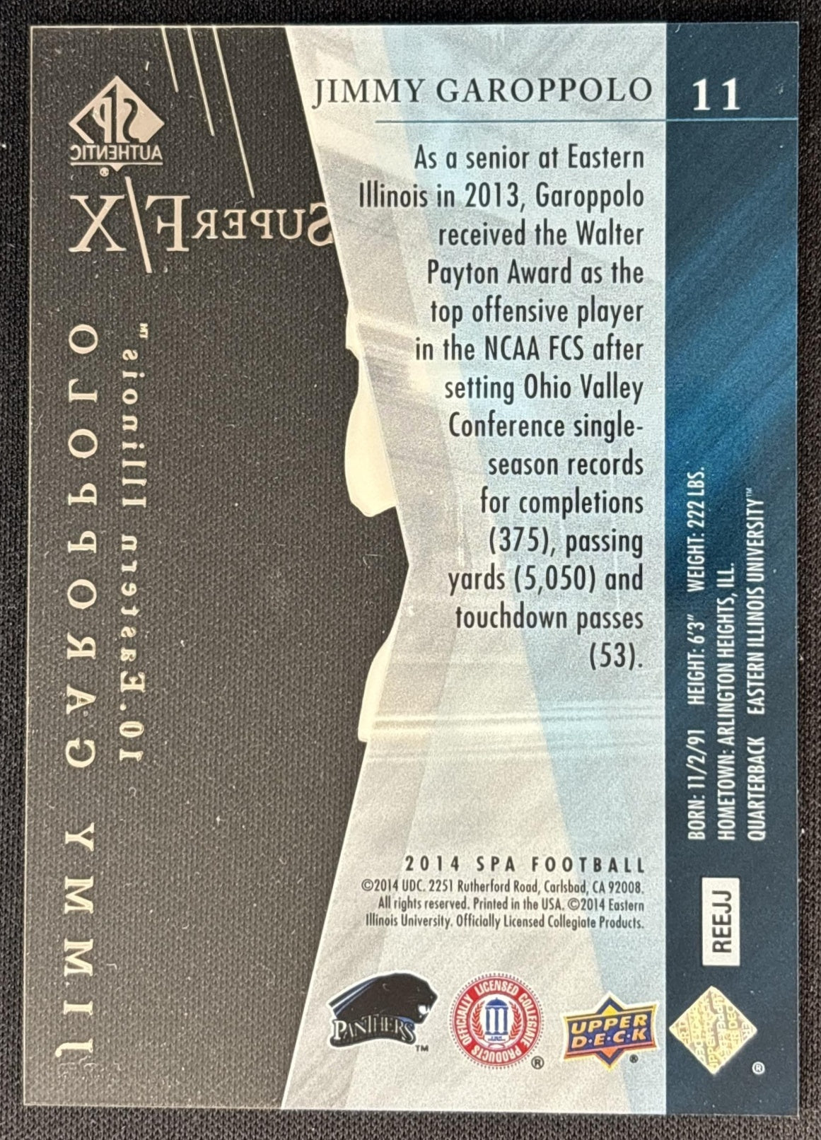 Jimmy Garoppolo 2014 SP Authentic Super F/X Auto