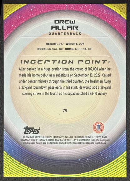 Drew Allar 2022 Bowman University Inception Green Foil /299 back