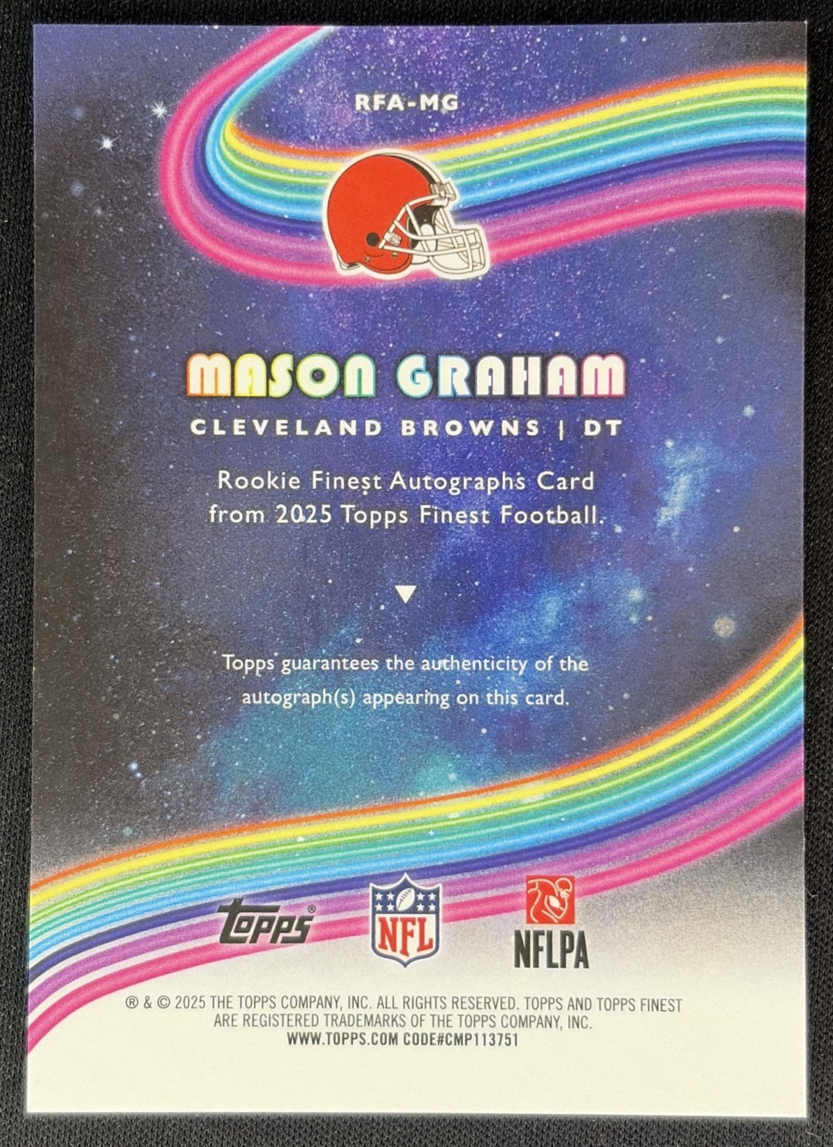 Mason Graham 2025 Topps Finest Rookie Auto Browns Football