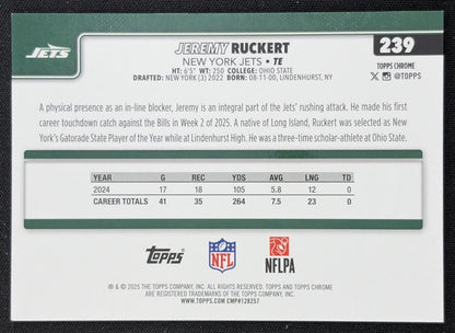 Jeremy Ruckert 2025 Topps Chrome Orange Refractor /25 Jets New York Jets