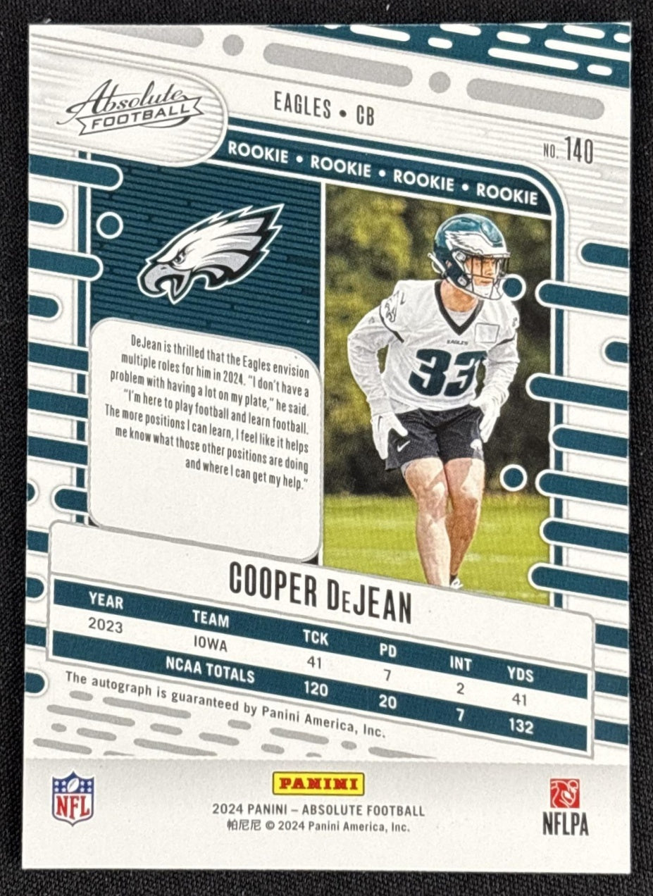 Cooper DeJean 2024 Panini Absolute Signature Rookies Orange Mosaic /75 Eagles Sports Trading Cards