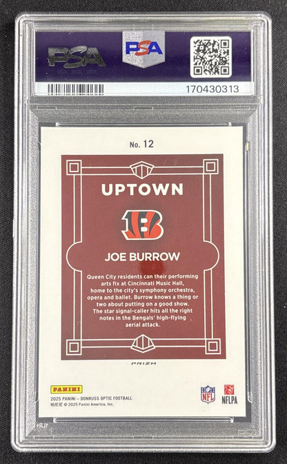 Joe Burrow 2025 Panini Donruss Optic Uptown PSA 9 Bengals Sports Trading Card