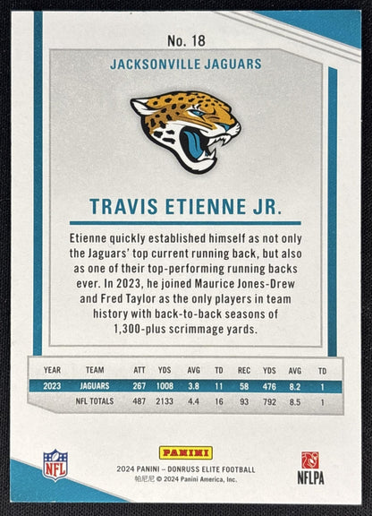 Travis Etienne Jr. 2024 Panini Donruss Elite Status Explosion /875 Jaguars