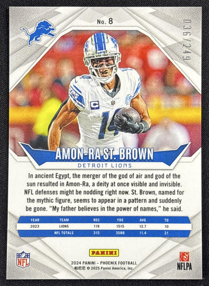 Amon-Ra St. Brown 2024 Panini Phoenix Blue Fade /249 Lions