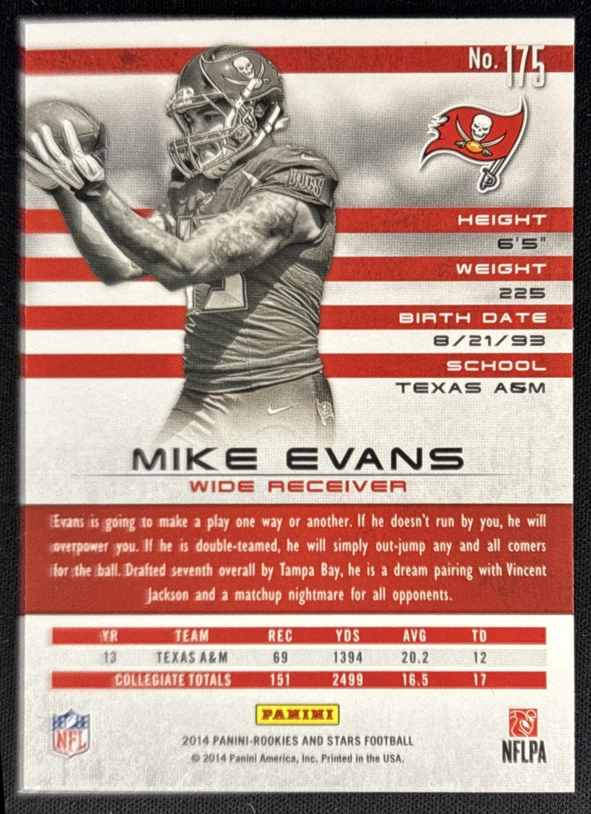 Mike Evans 2014 Panini Rookies & Stars Buccaneers back