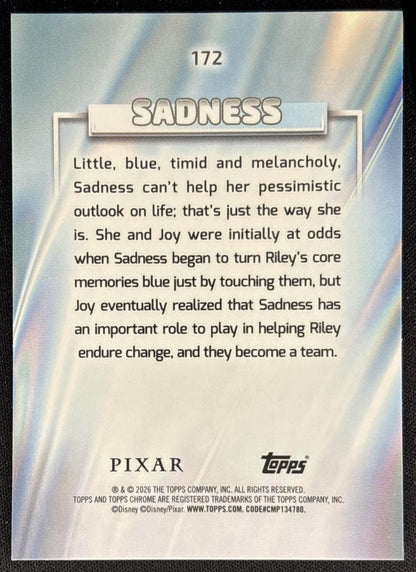 Sadness 2026 Topps Chrome Disney Inside Out back