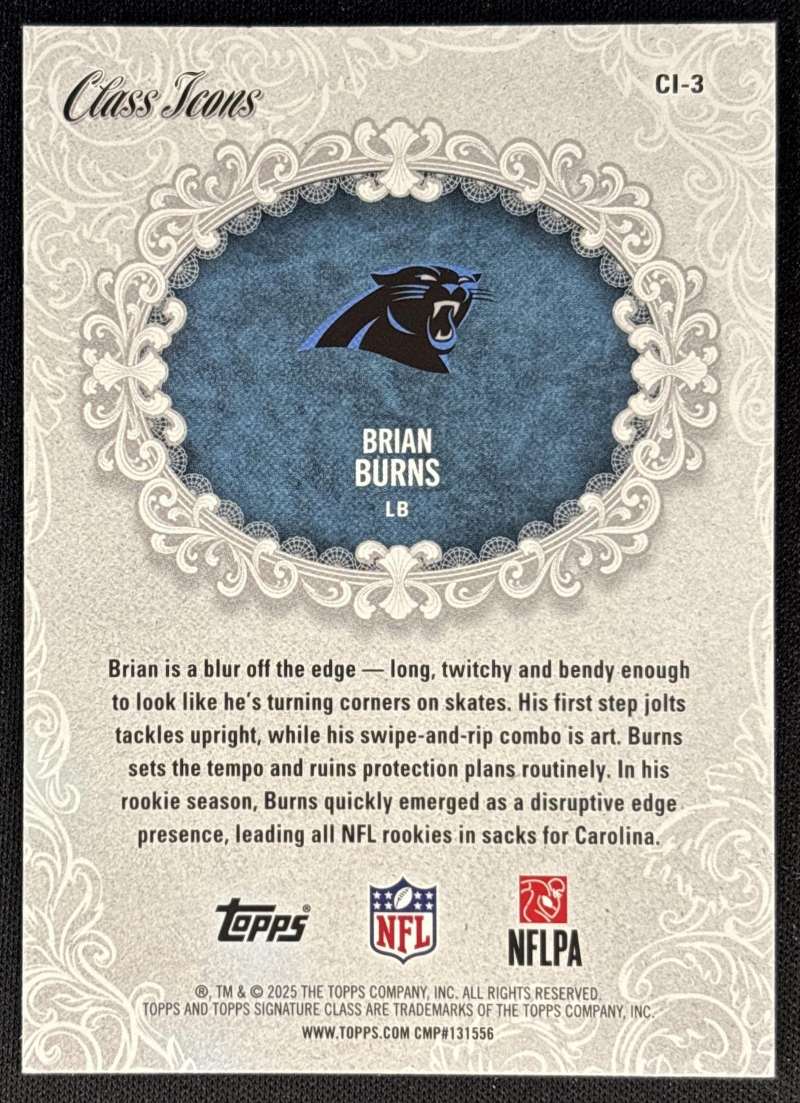 Brian Burns 2025 Topps Signature Class Icons Panthers Sports Trading Cards